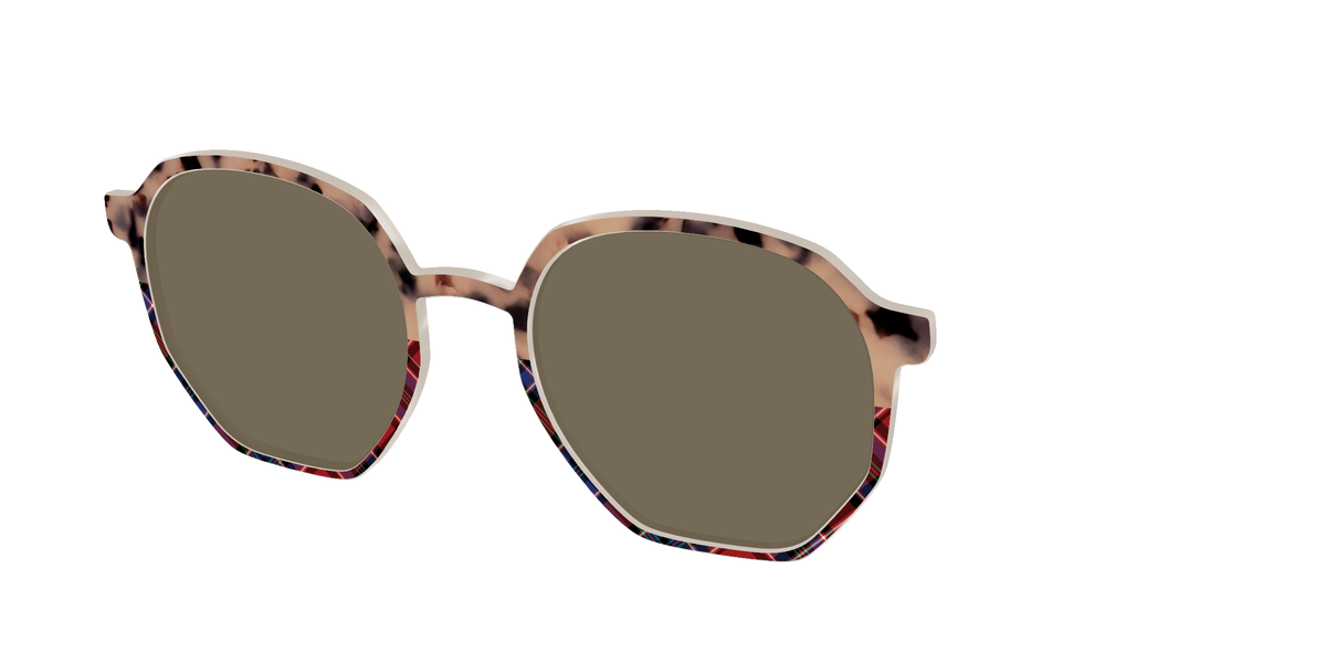 The Polarized Cookie Dough Tortoise & Plaid Split Sun Top - Angle Top Image - Pair Eyewear