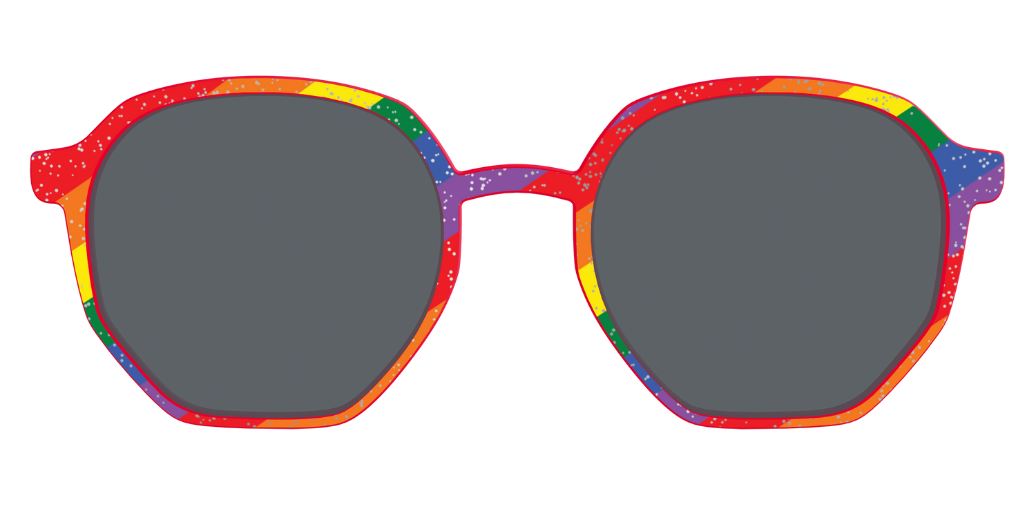 The Polarized Traditional Pride Flag Glitter Sun Top - Front Top Image - Pair Eyewear