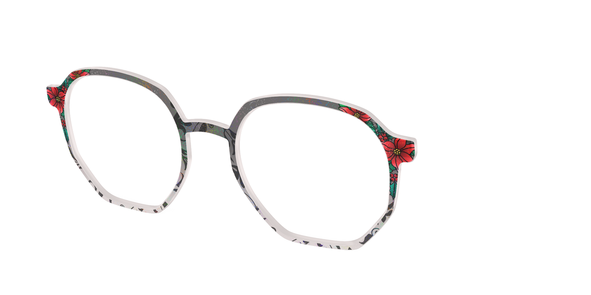 The Romantic Poinsettia Holographic Crystal - Angle Top Image - Pair Eyewear