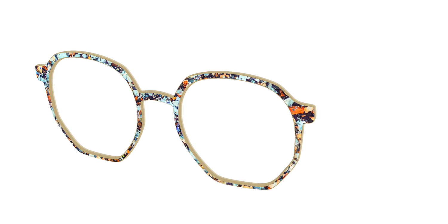 The Seashell Tortoise with Holographic Glitter - Angle Top Image - Pair Eyewear