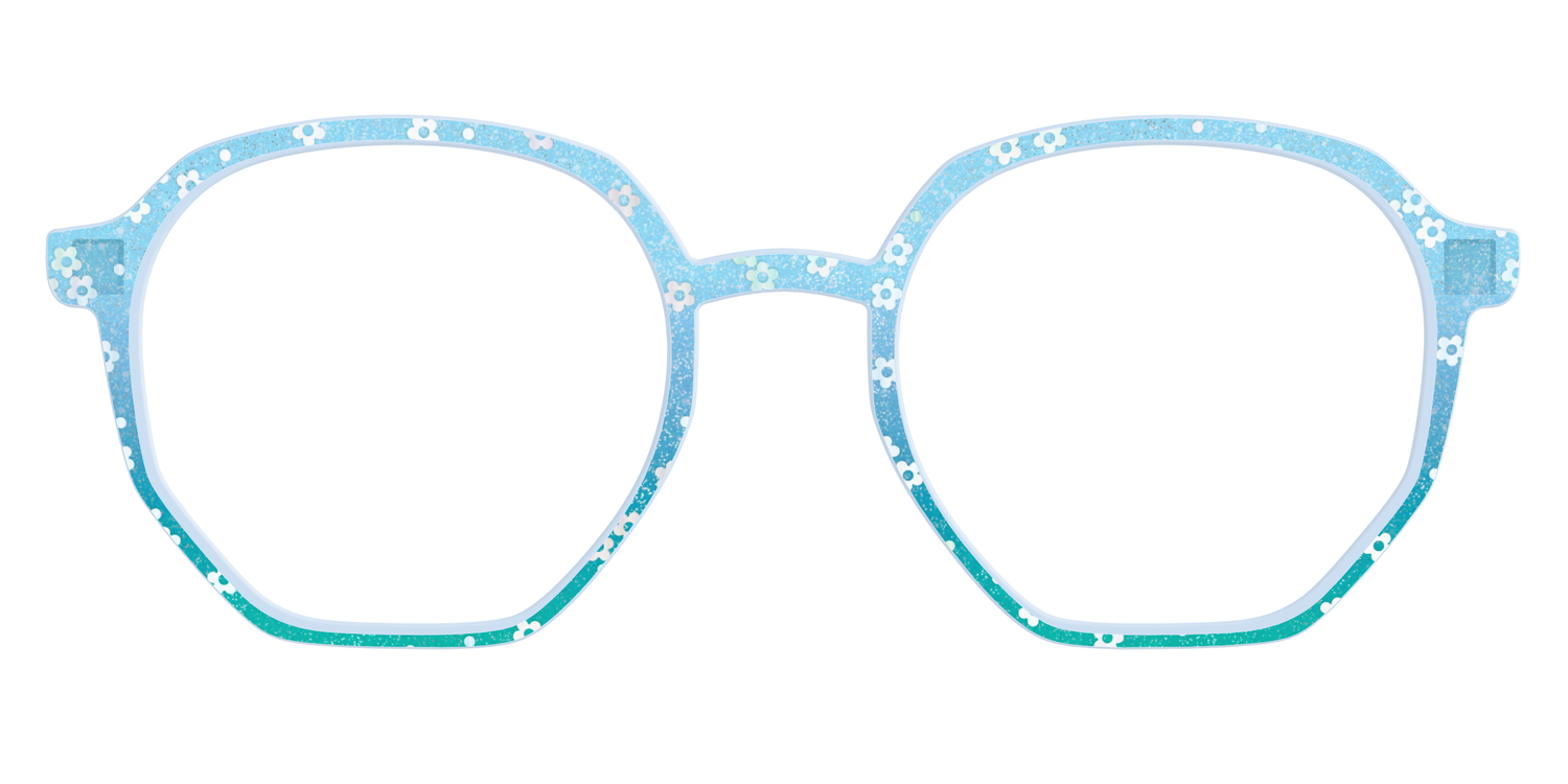 The Sky Blue Crystal with Daisy Glitter - Front Top Image - Pair Eyewear
