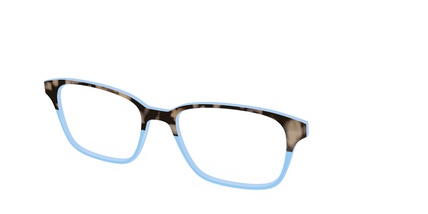 The Denim Tortoise Crystal Split - Angle Top Image - Pair Eyewear