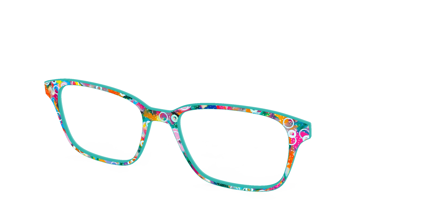 The Imaginative Tortoise with Bubble Glitter - Angle Top Image - Pair Eyewear