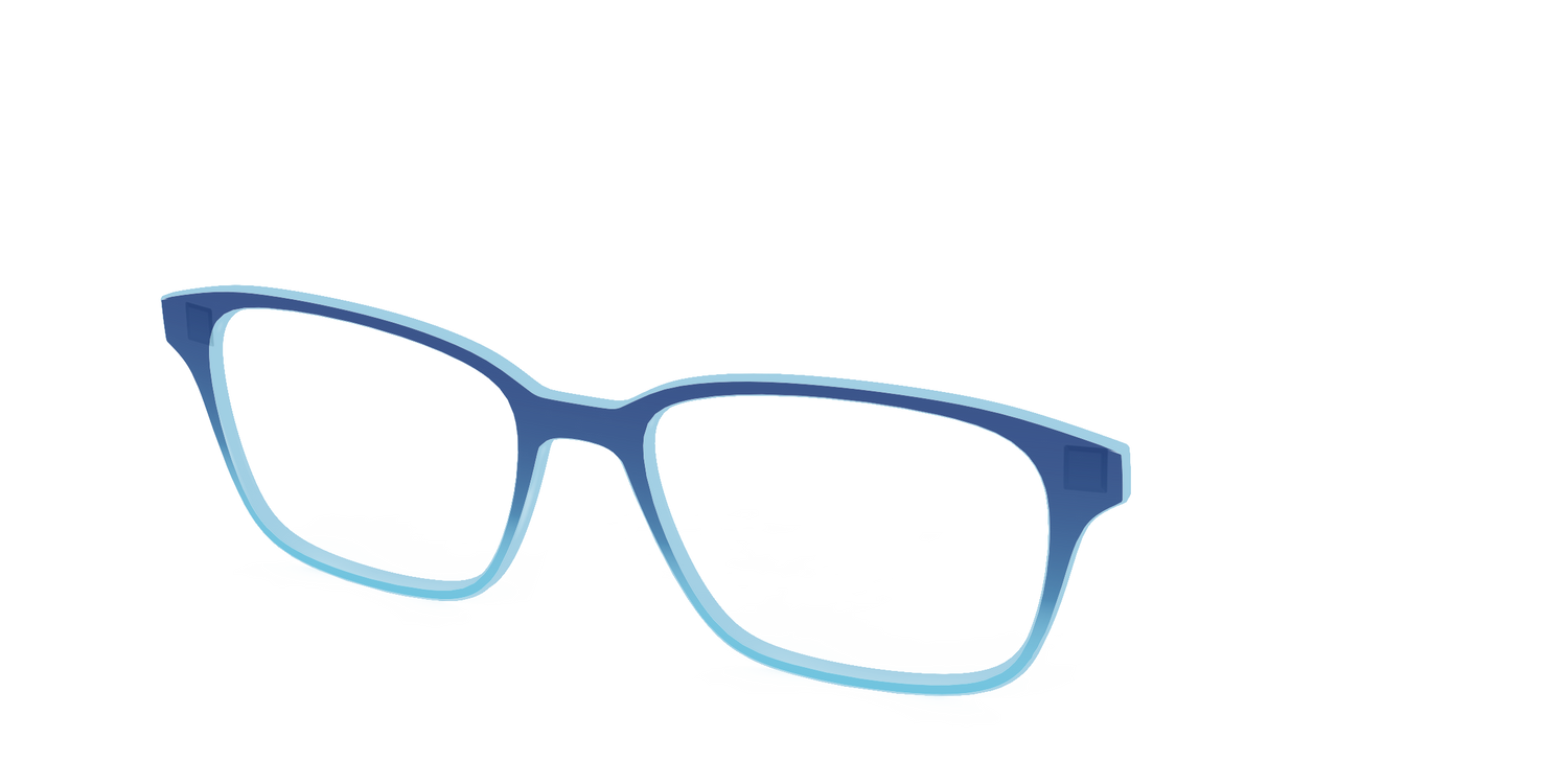The Indigo to Sky Blue Gradient Crystal - Angle Top Image - Pair Eyewear