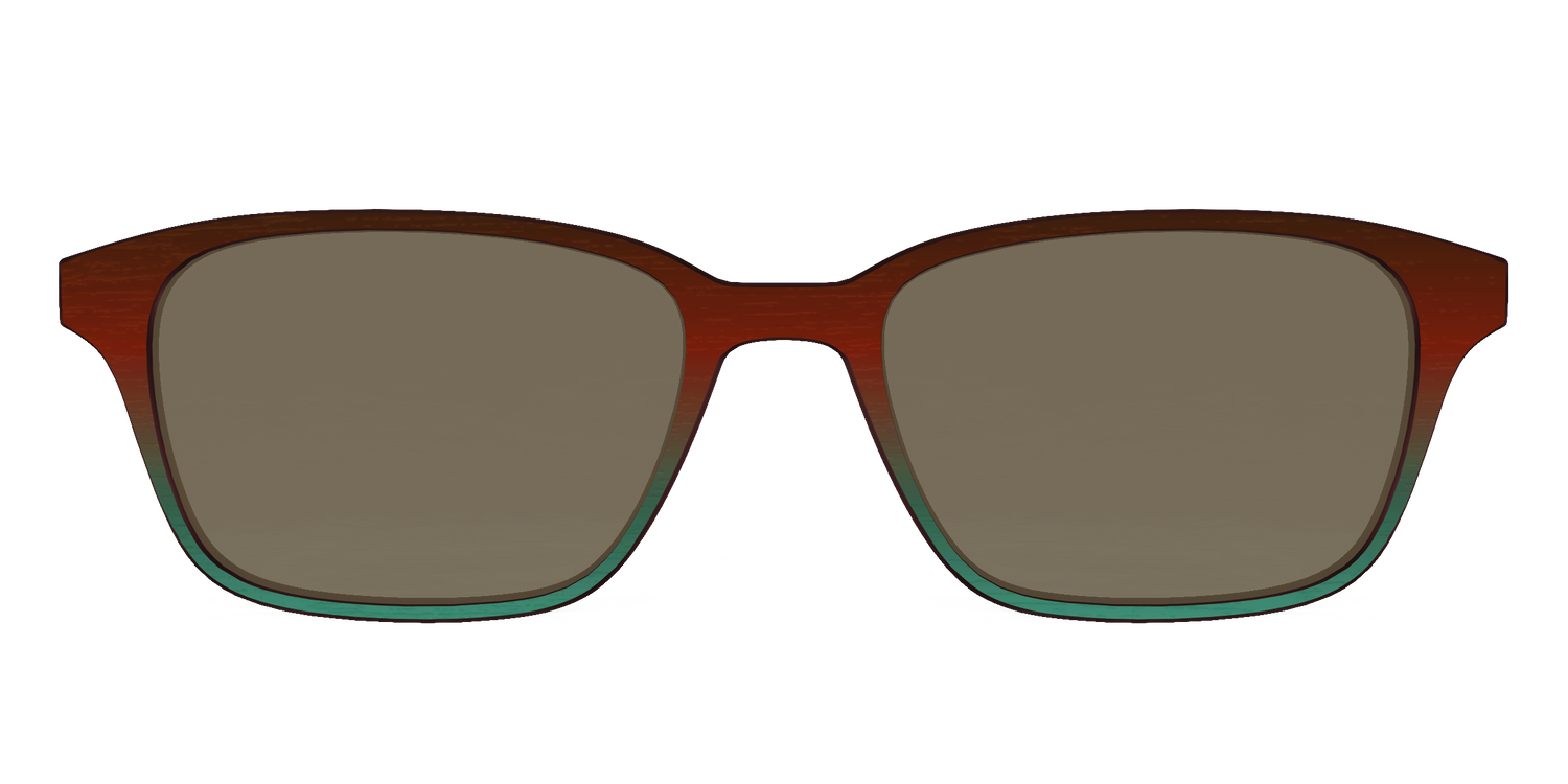 The Polarized Mahogany to Juniper Woodgrain Sun Top - Front Top Image - Pair Eyewear