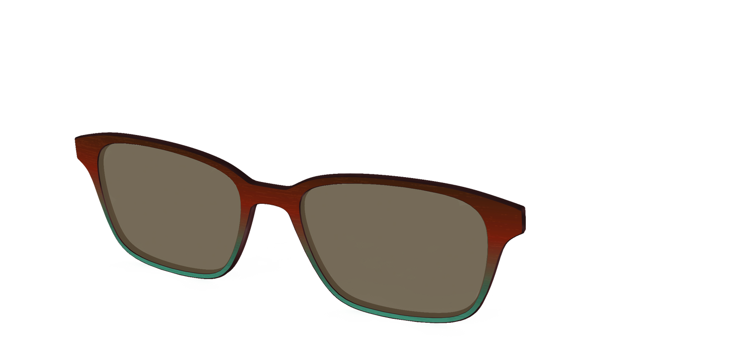 The Polarized Mahogany to Juniper Woodgrain Sun Top - Angle Top Image - Pair Eyewear