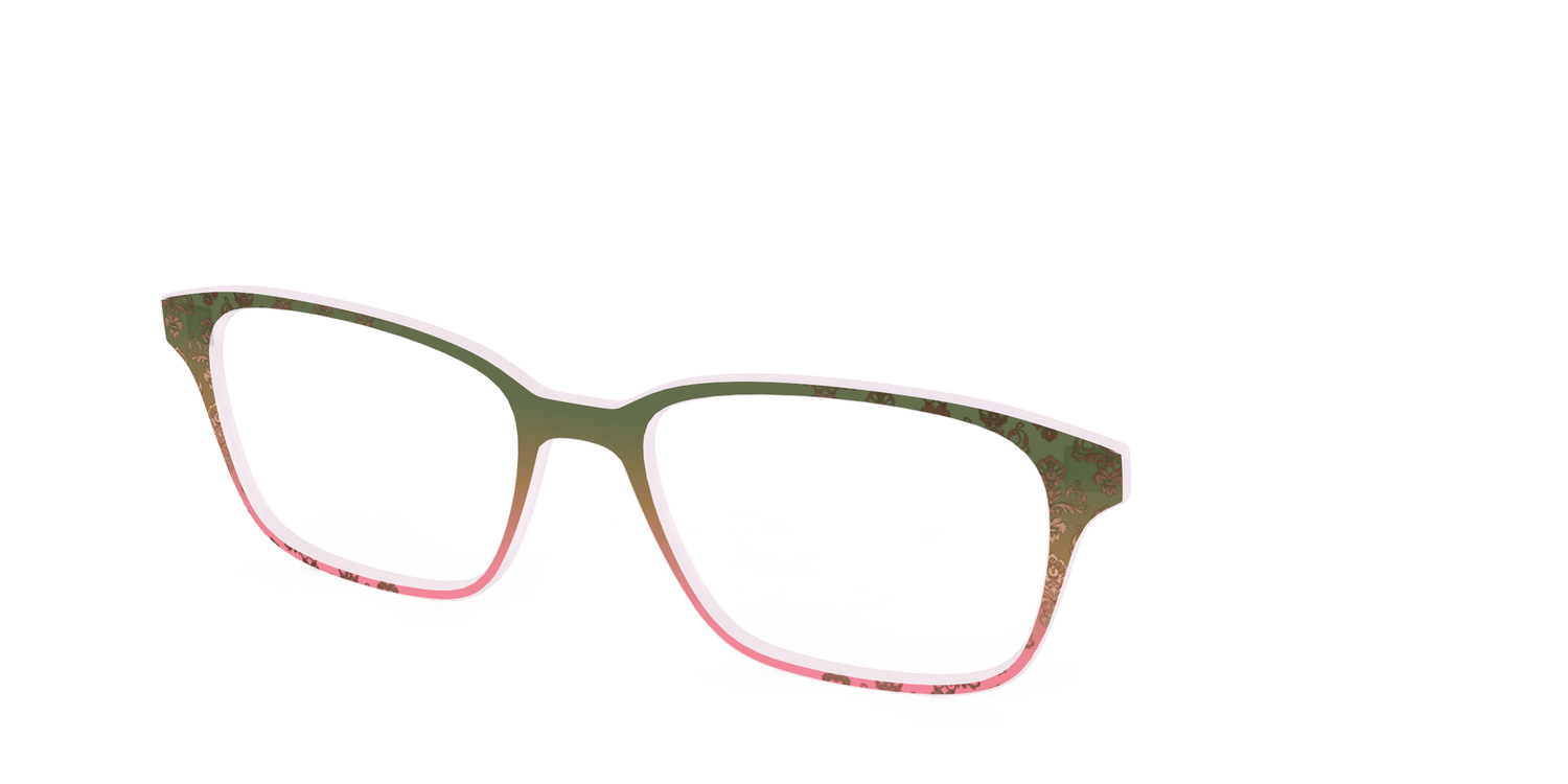 The Olive to Rose Trellis with Champagne Foil - Angle Top Image - Pair Eyewear