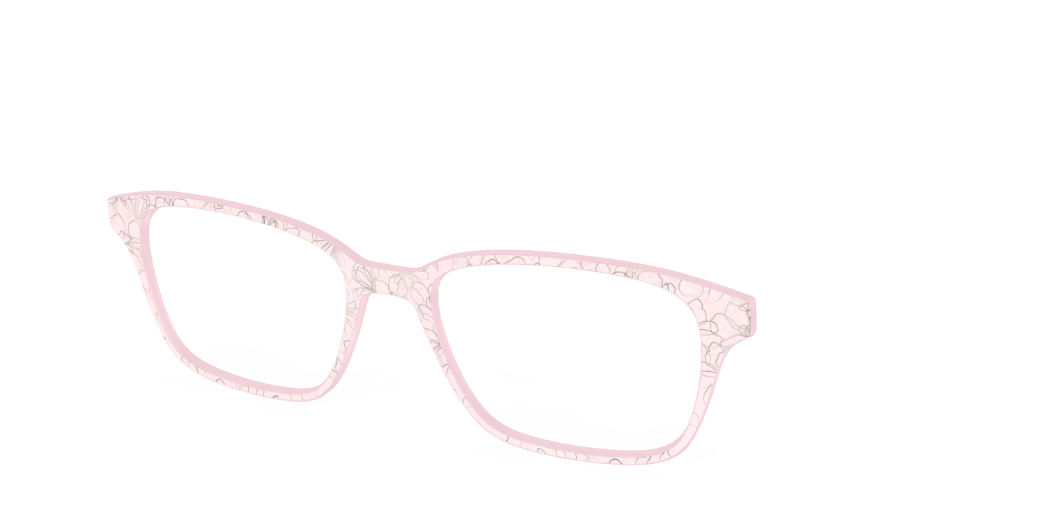 The Pink Shimmer Petals with Silver Foil - Angle Top Image - Pair Eyewear