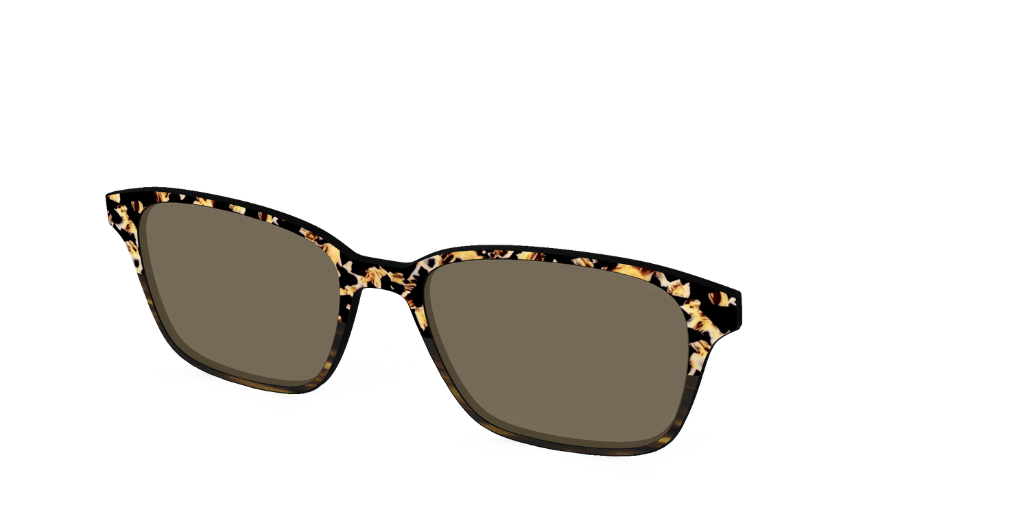 The Polarized Caramel Tortoise Horn Split Sun Top - Angle Top Image - Pair Eyewear