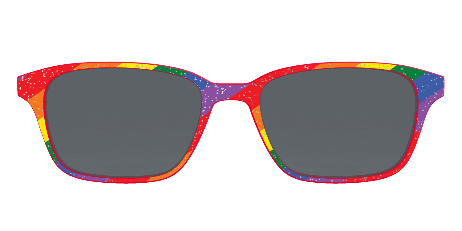 The Polarized Traditional Pride Flag Glitter Sun Top - Front Top Image - Pair Eyewear