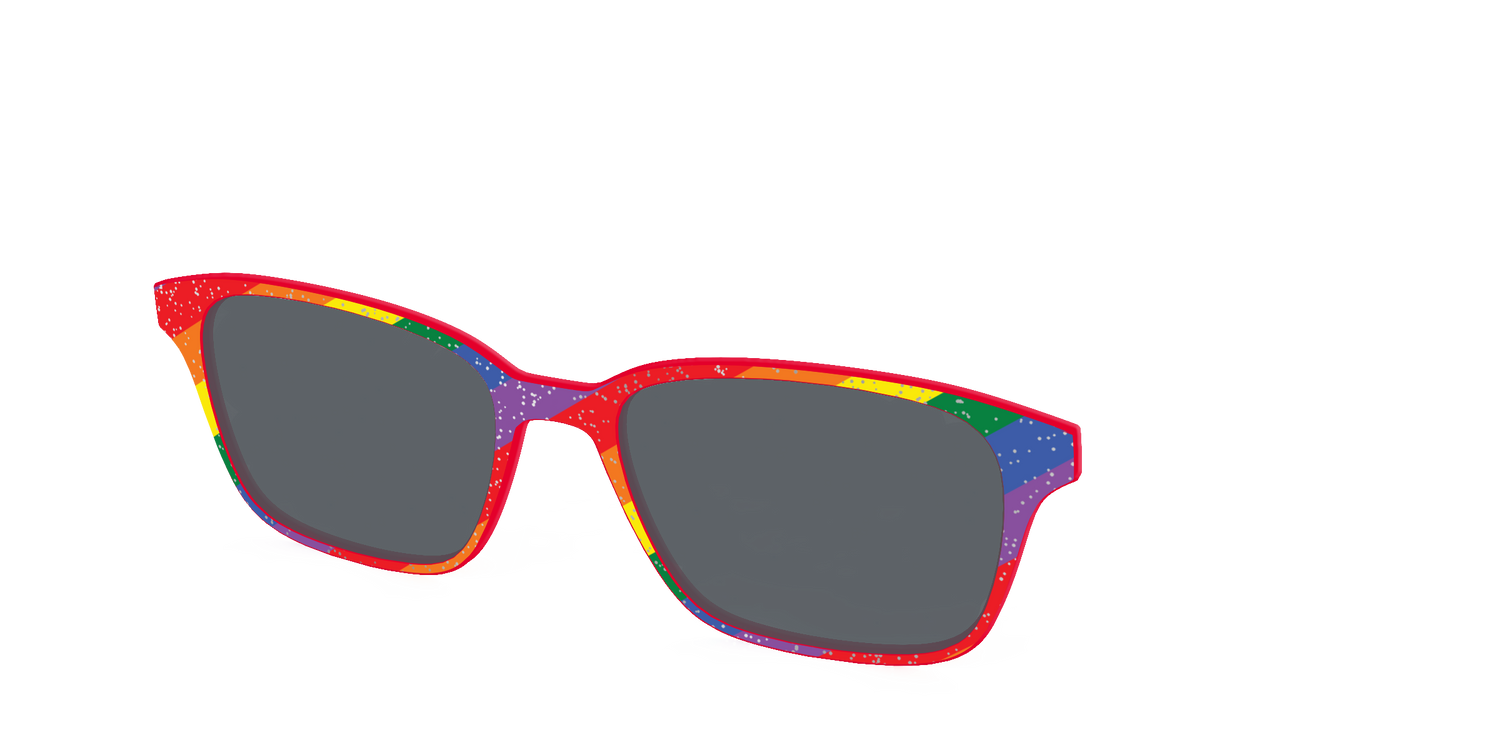The Polarized Traditional Pride Flag Glitter Sun Top - Angle Top Image - Pair Eyewear