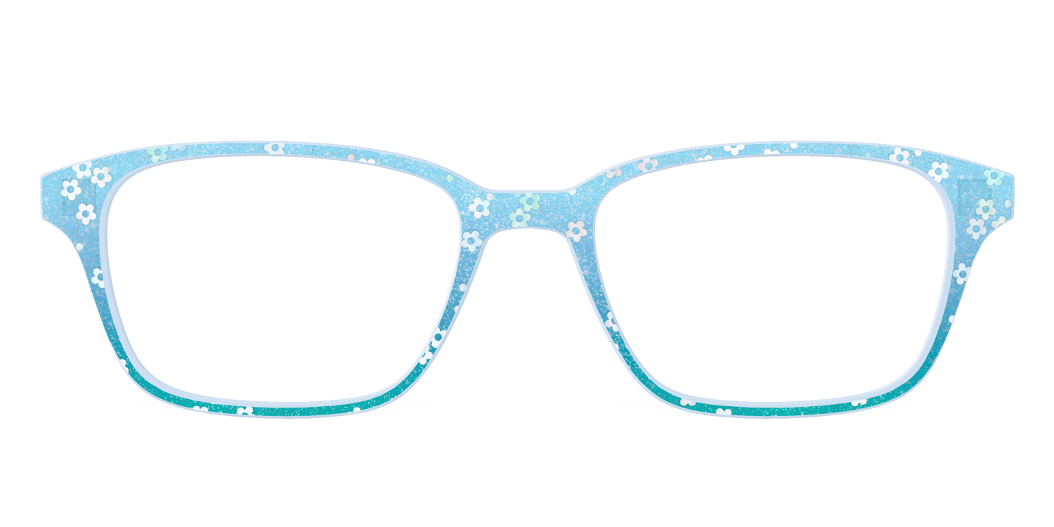 The Sky Blue Crystal with Daisy Glitter - Front Top Image - Pair Eyewear
