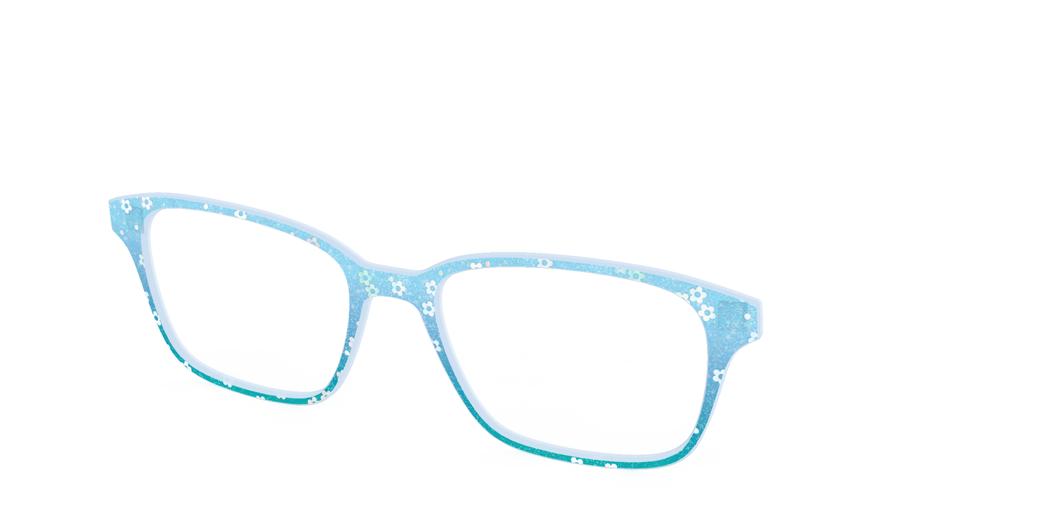The Sky Blue Crystal with Daisy Glitter - Angle Top Image - Pair Eyewear