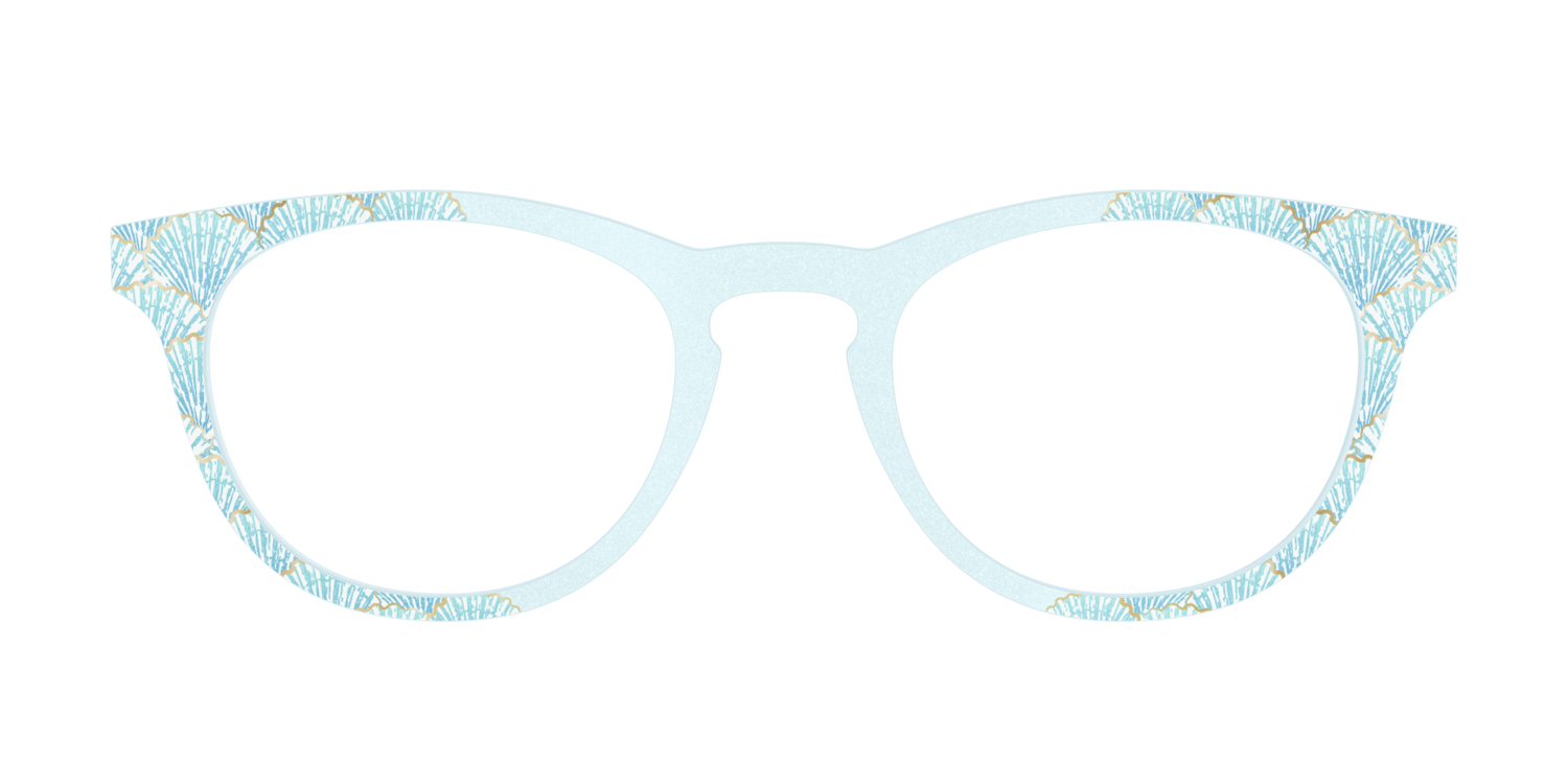 The Aquamarine Shells Shimmer with Gold Foil - Front Top Image - Pair Eyewear