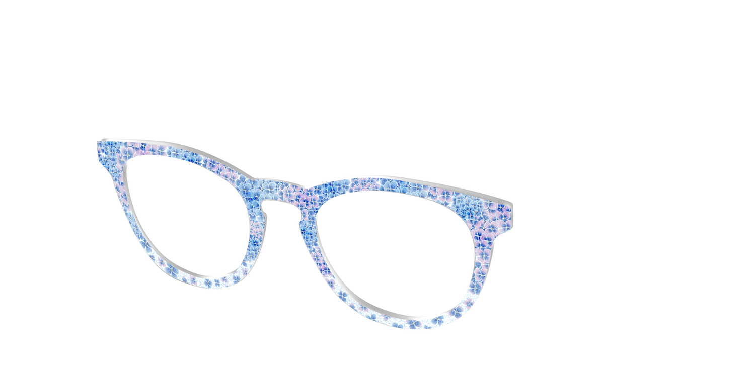 The Hydrangea Confetti Crystal with Gold Foil - Angle Top Image - Pair Eyewear