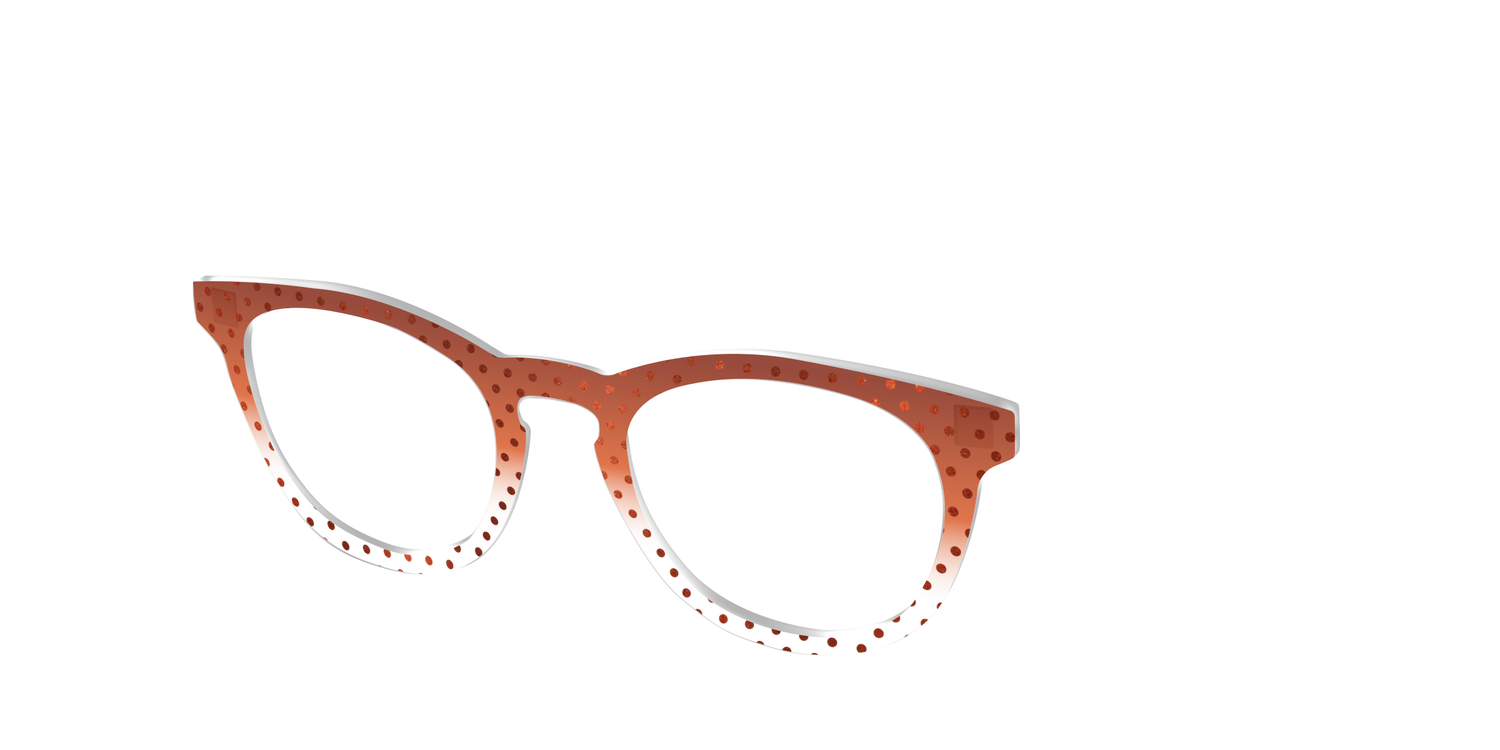 The Inferno Orange Gradient Crystal Polka Dots - Angle Top Image - Pair Eyewear