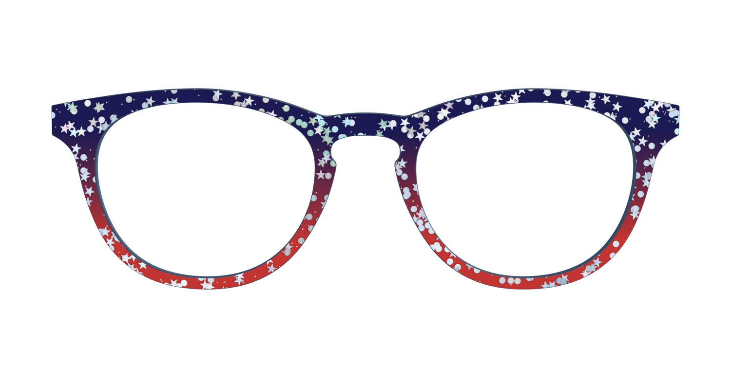 The Navy to Scarlet Gradient with Star Glitter - Front Top Image - Pair Eyewear