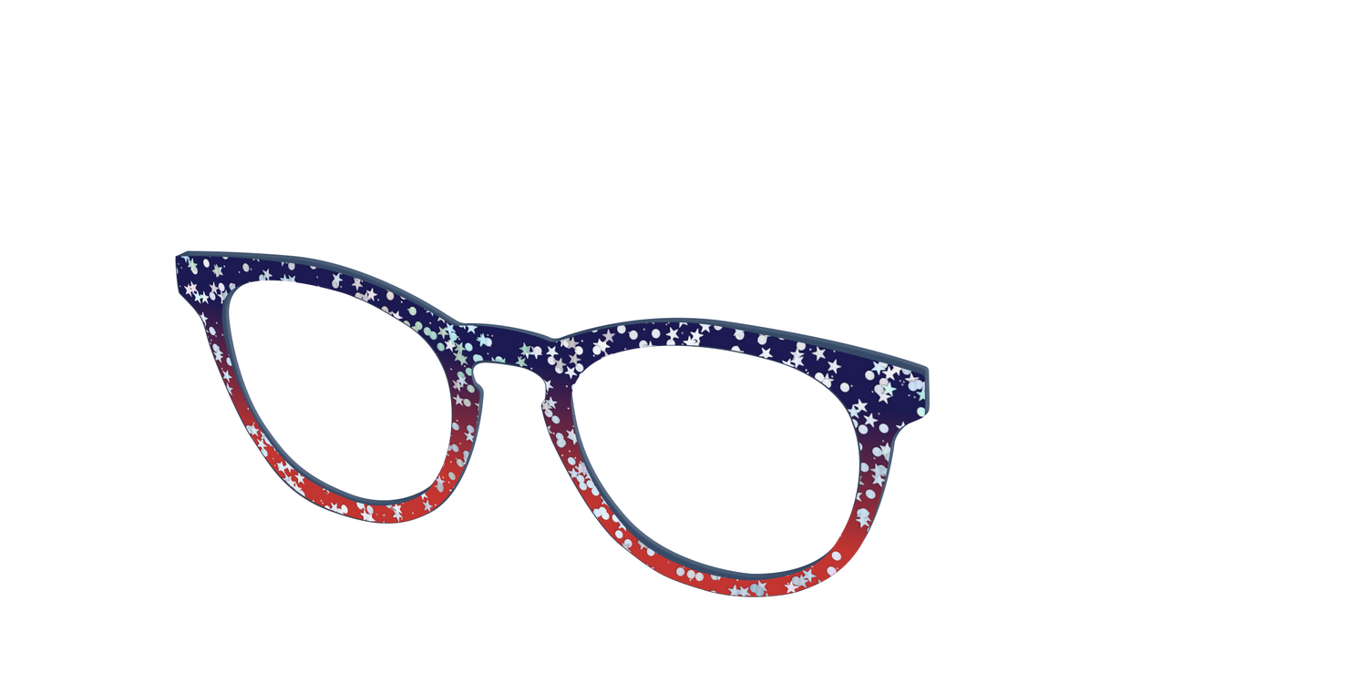 The Navy to Scarlet Gradient with Star Glitter - Angle Top Image - Pair Eyewear