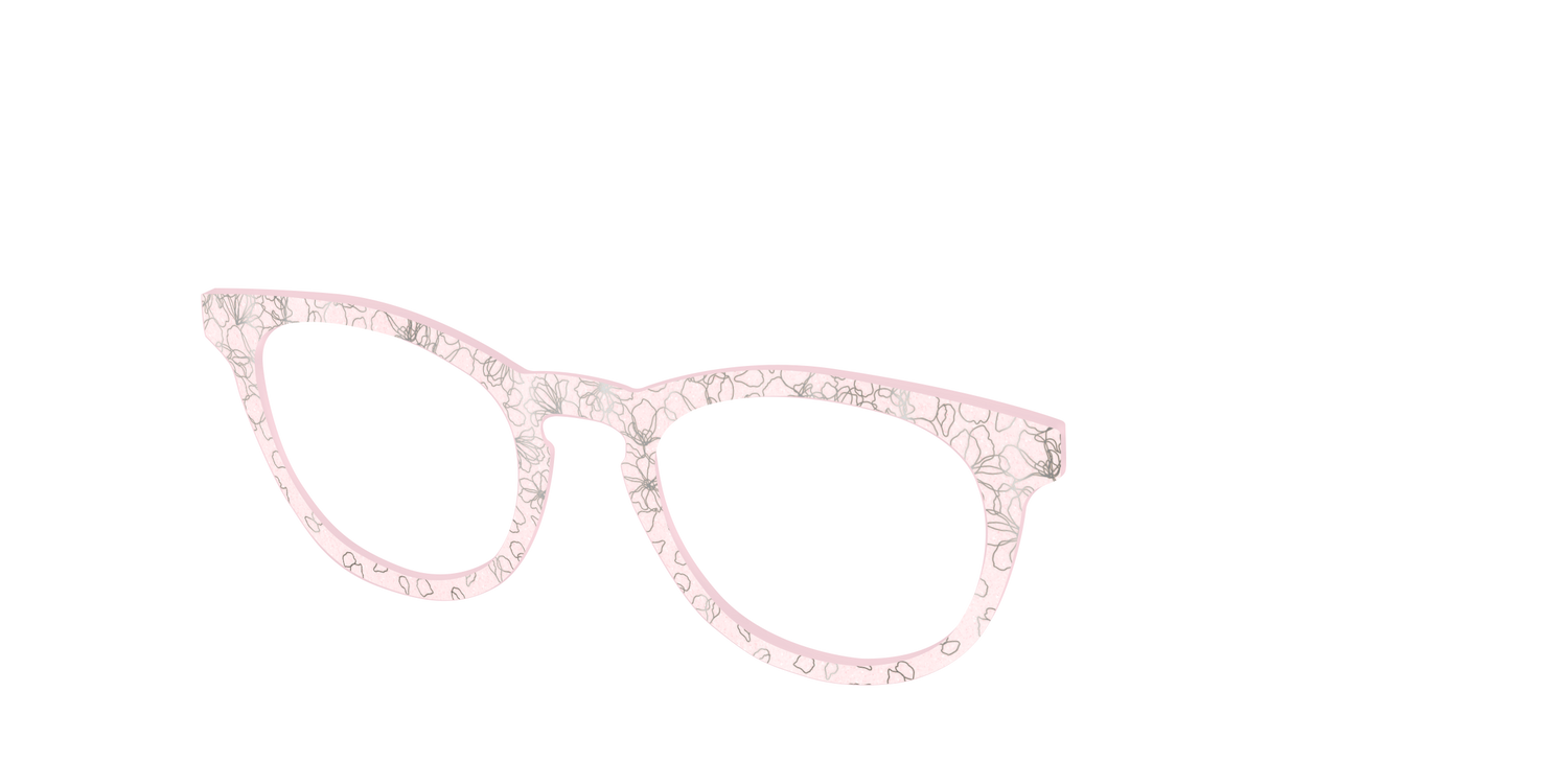 The Pink Shimmer Petals with Silver Foil - Angle Top Image - Pair Eyewear