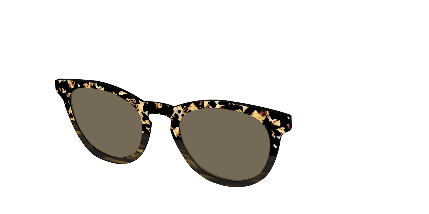 The Polarized Caramel Tortoise Horn Split Sun Top - Angle Top Image - Pair Eyewear
