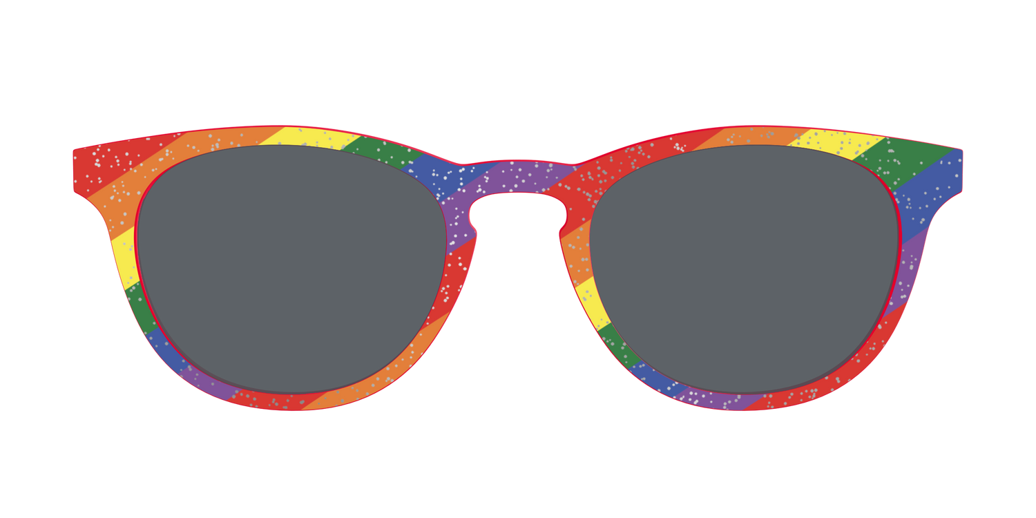 The Polarized Traditional Pride Flag Glitter Sun Top - Front Top Image - Pair Eyewear