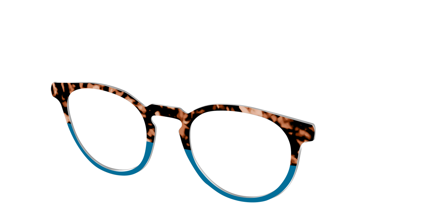 The Bondi Blue Tortoise Split - Angle Top Image - Pair Eyewear
