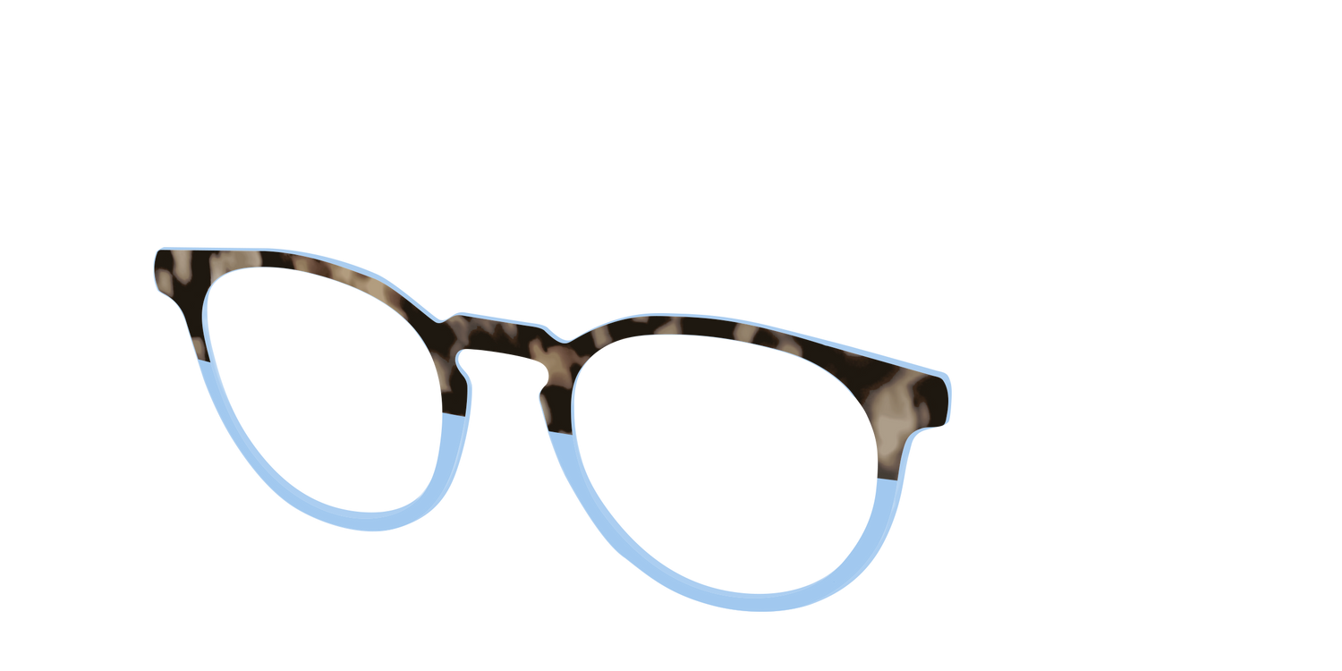 The Denim Tortoise Crystal Split - Angle Top Image - Pair Eyewear