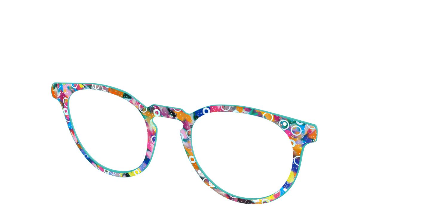 The Imaginative Tortoise with Bubble Glitter - Angle Top Image - Pair Eyewear