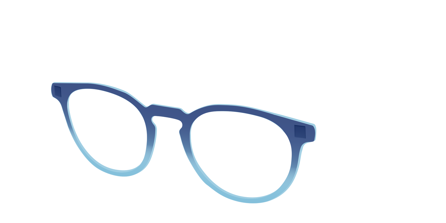 The Indigo to Sky Blue Gradient Crystal - Angle Top Image - Pair Eyewear