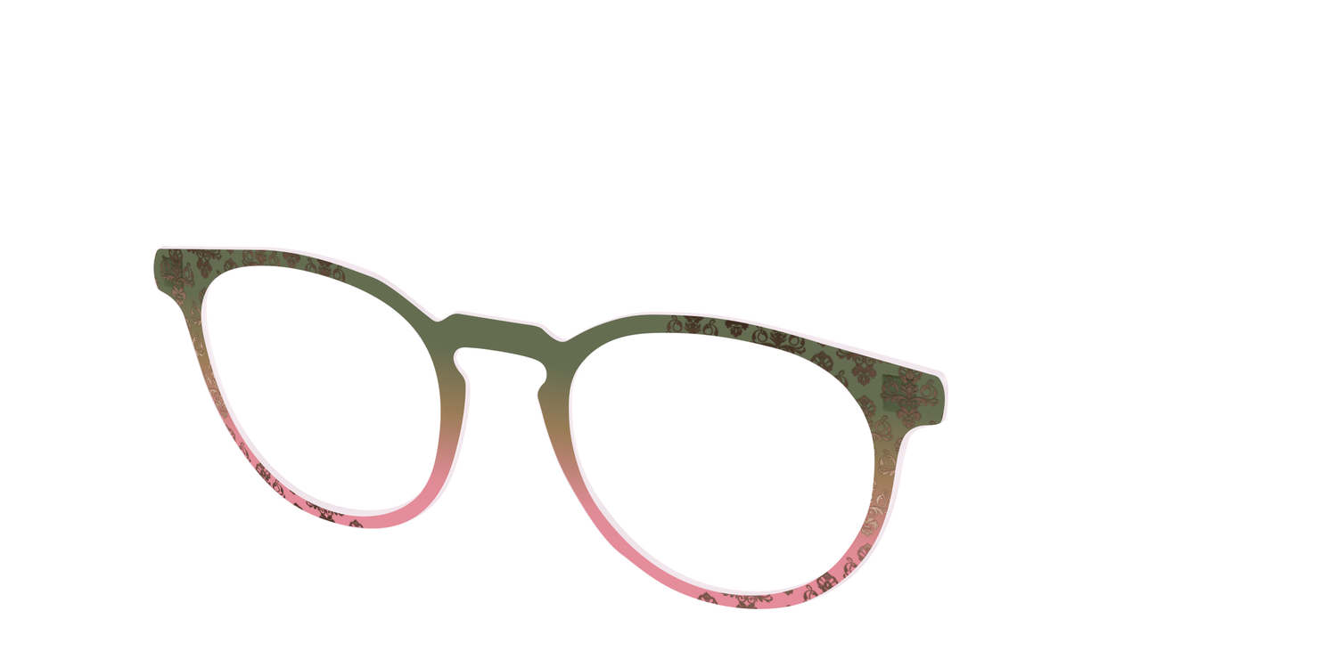 The Olive to Rose Trellis with Champagne Foil - Angle Top Image - Pair Eyewear