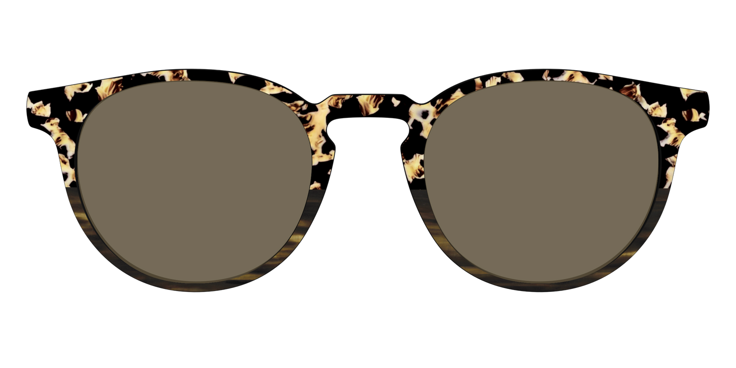 The Polarized Caramel Tortoise Horn Split Sun Top - Front Top Image - Pair Eyewear