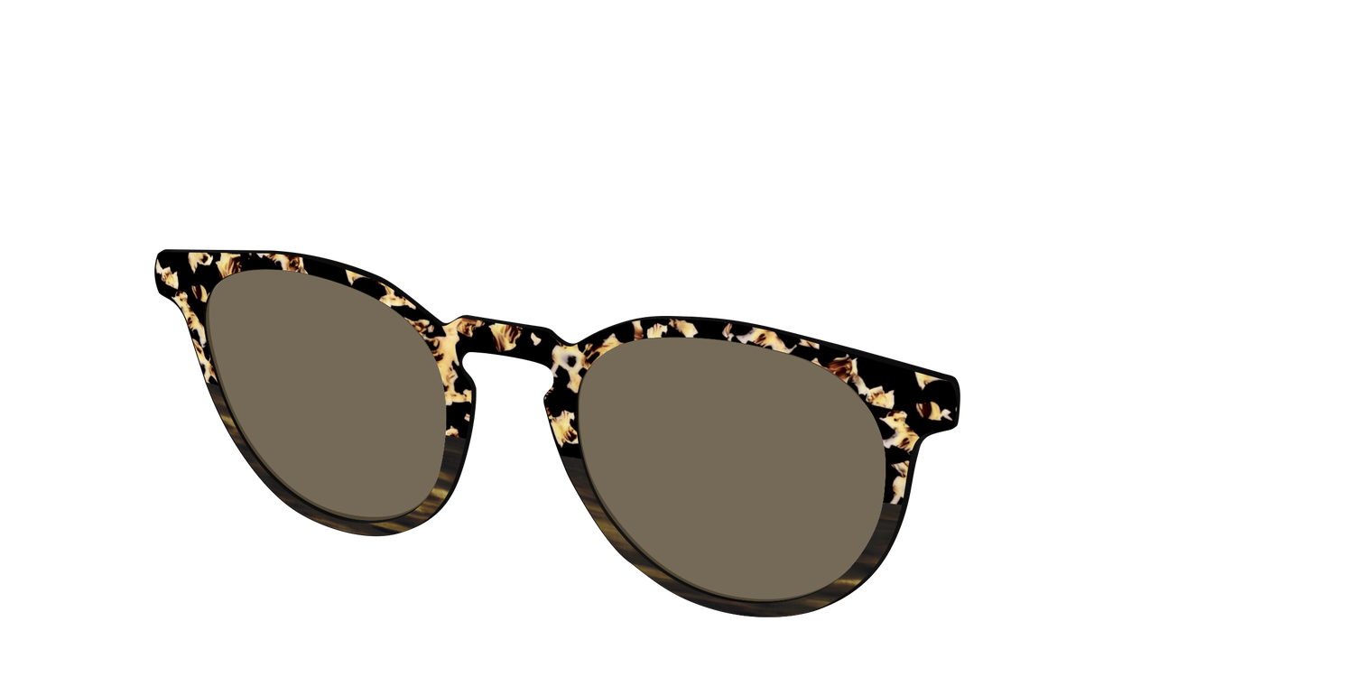 The Polarized Caramel Tortoise Horn Split Sun Top - Angle Top Image - Pair Eyewear