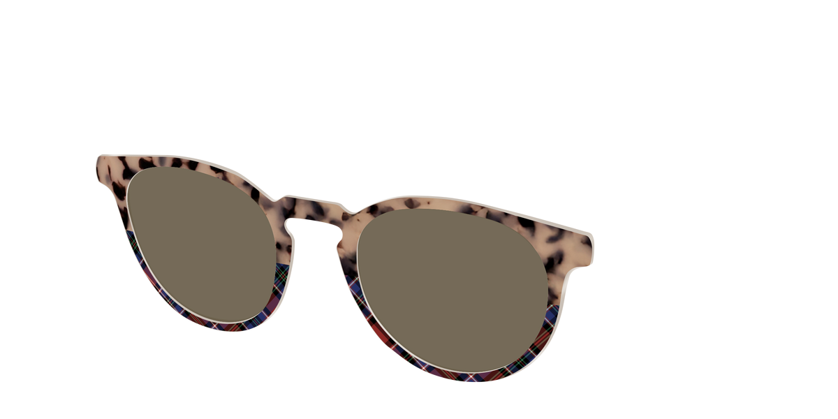 The Polarized Cookie Dough Tortoise & Plaid Split Sun Top - Angle Top Image - Pair Eyewear