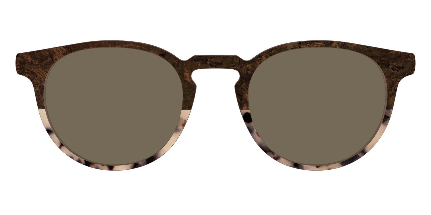 The Polarized Dark Oak Tortoise Split Sun Top - Front Top Image - Pair Eyewear