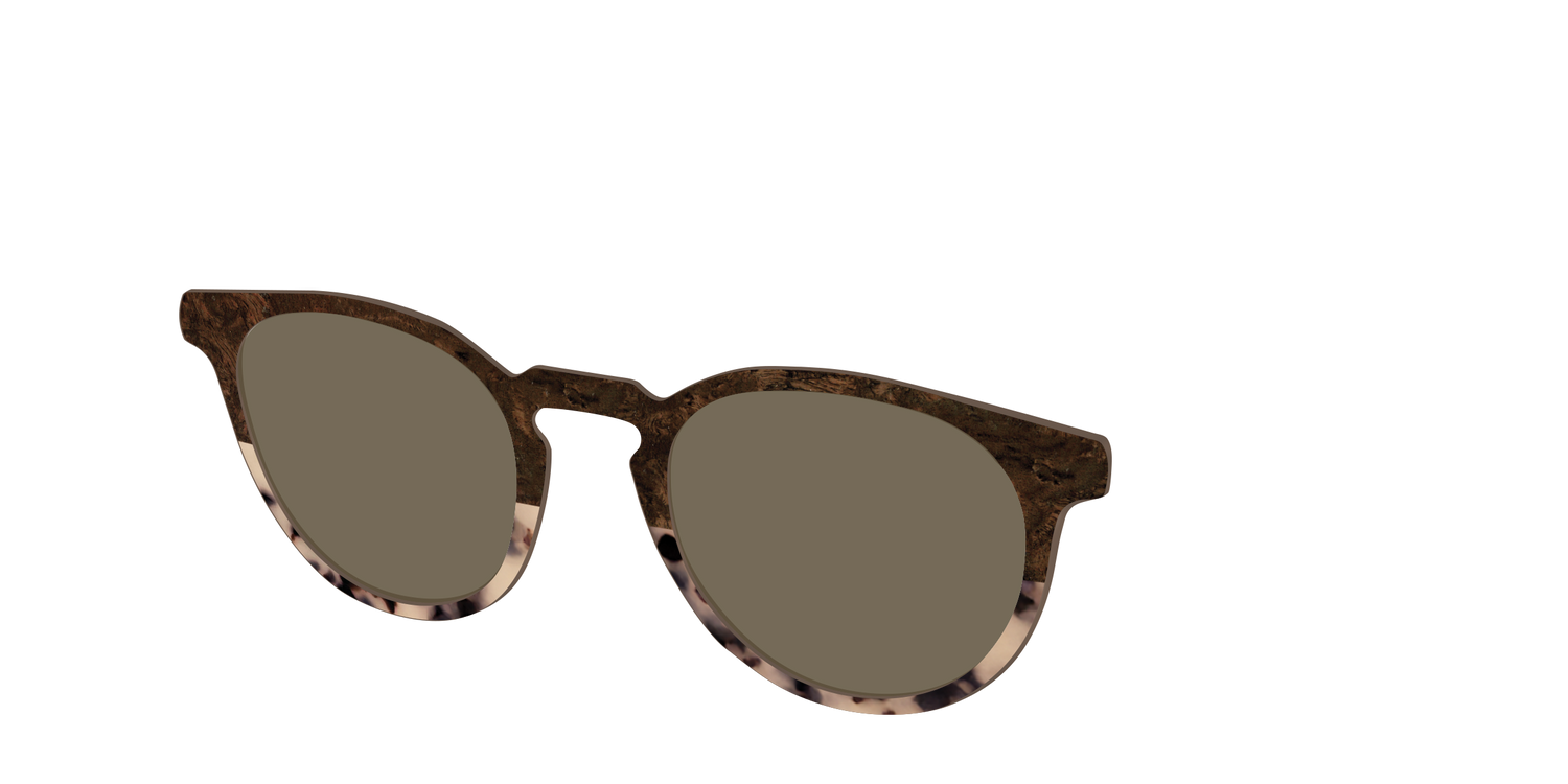 The Polarized Dark Oak Tortoise Split Sun Top - Angle Top Image - Pair Eyewear