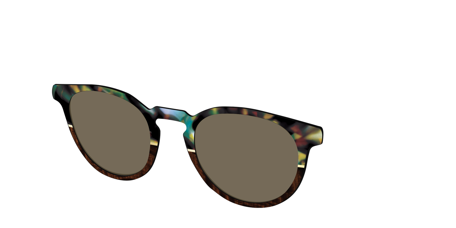 The Polarized Mirage Split with Gold Foil Sun Top - Angle Top Image - Pair Eyewear