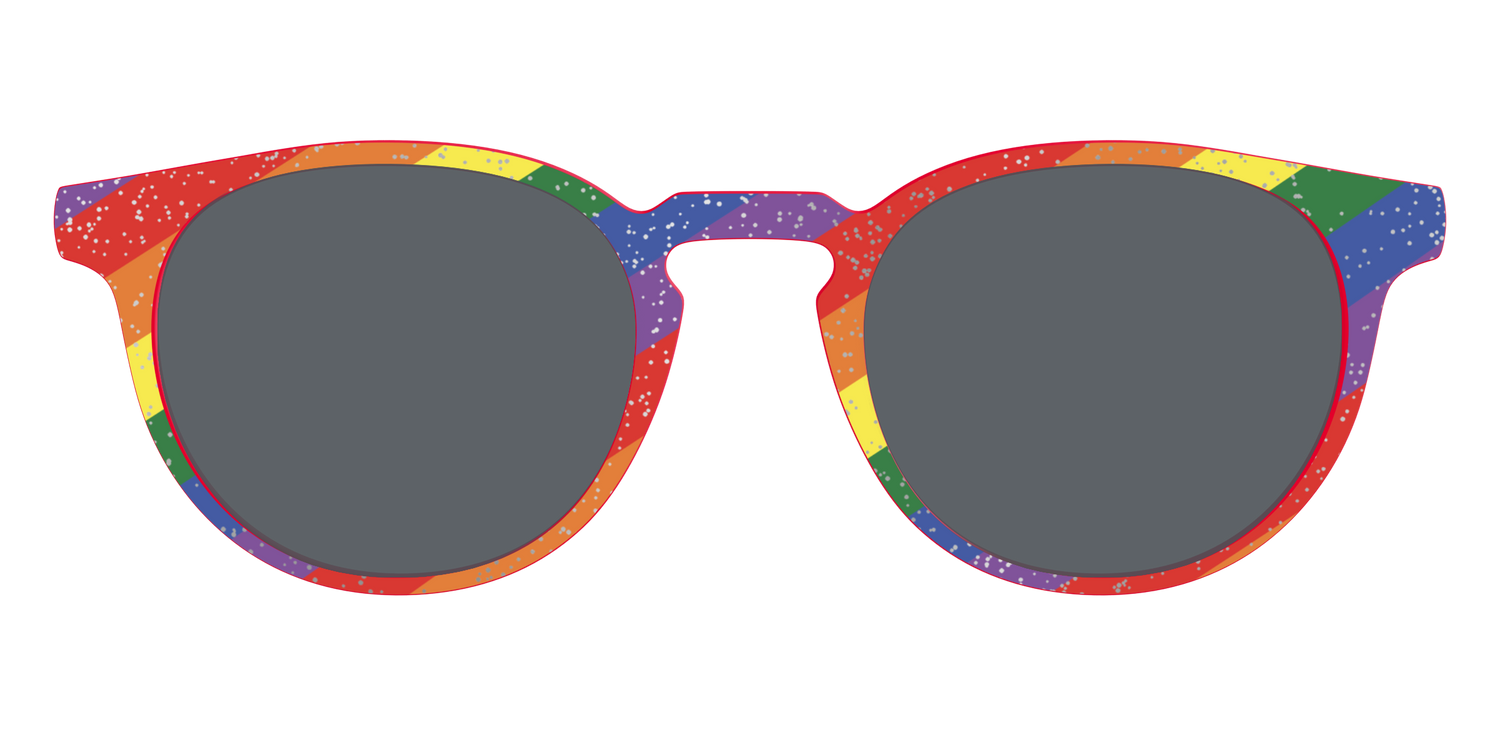 The Polarized Traditional Pride Flag Glitter Sun Top - Front Top Image - Pair Eyewear