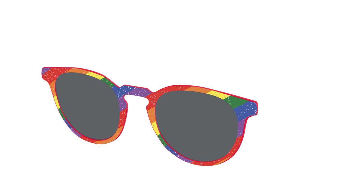 The Polarized Traditional Pride Flag Glitter Sun Top - Angle Top Image - Pair Eyewear