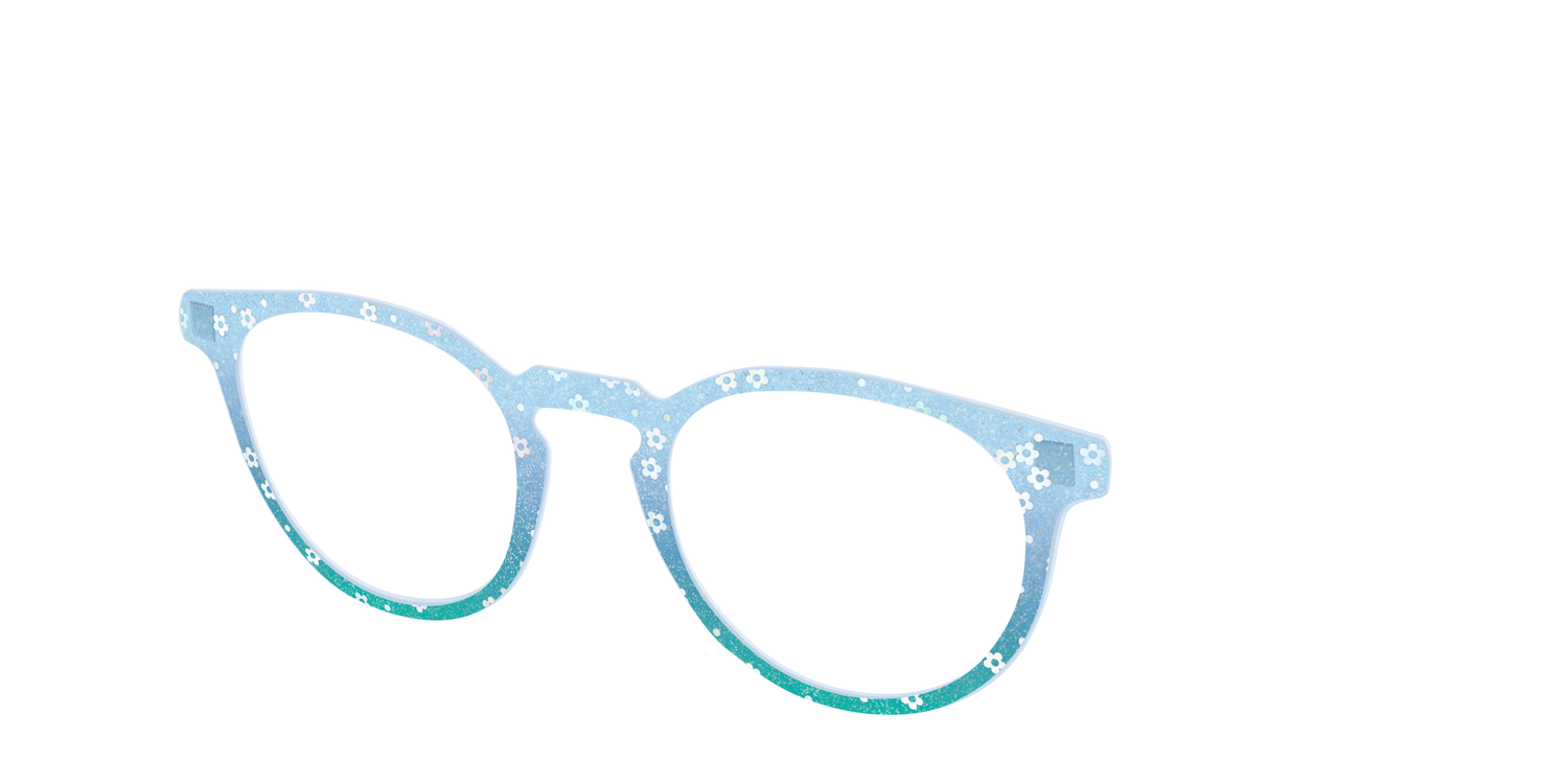 The Sky Blue Crystal with Daisy Glitter - Angle Top Image - Pair Eyewear