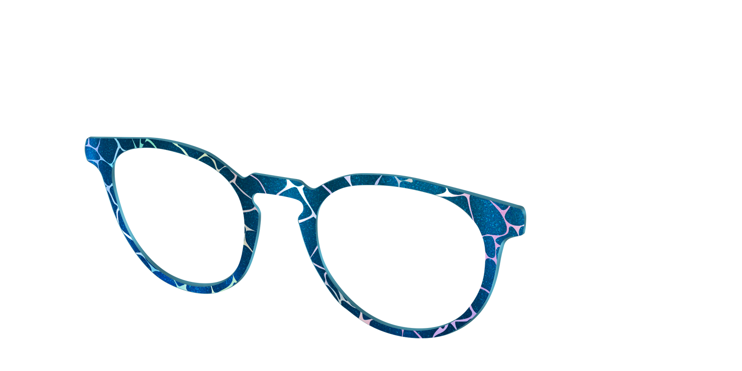 The Teal Shimmer Holographic Pool - Angle Top Image - Pair Eyewear