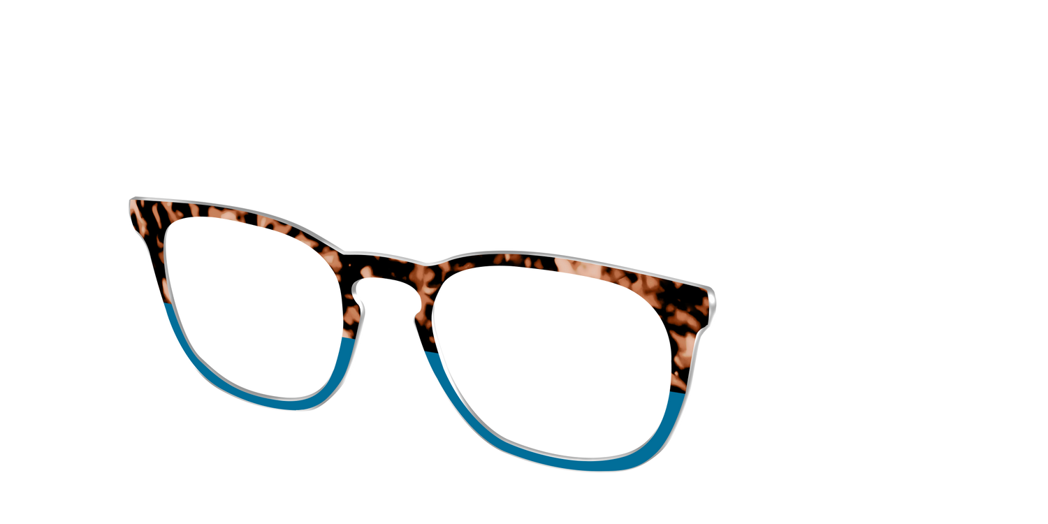 The Bondi Blue Tortoise Split - Angle Top Image - Pair Eyewear