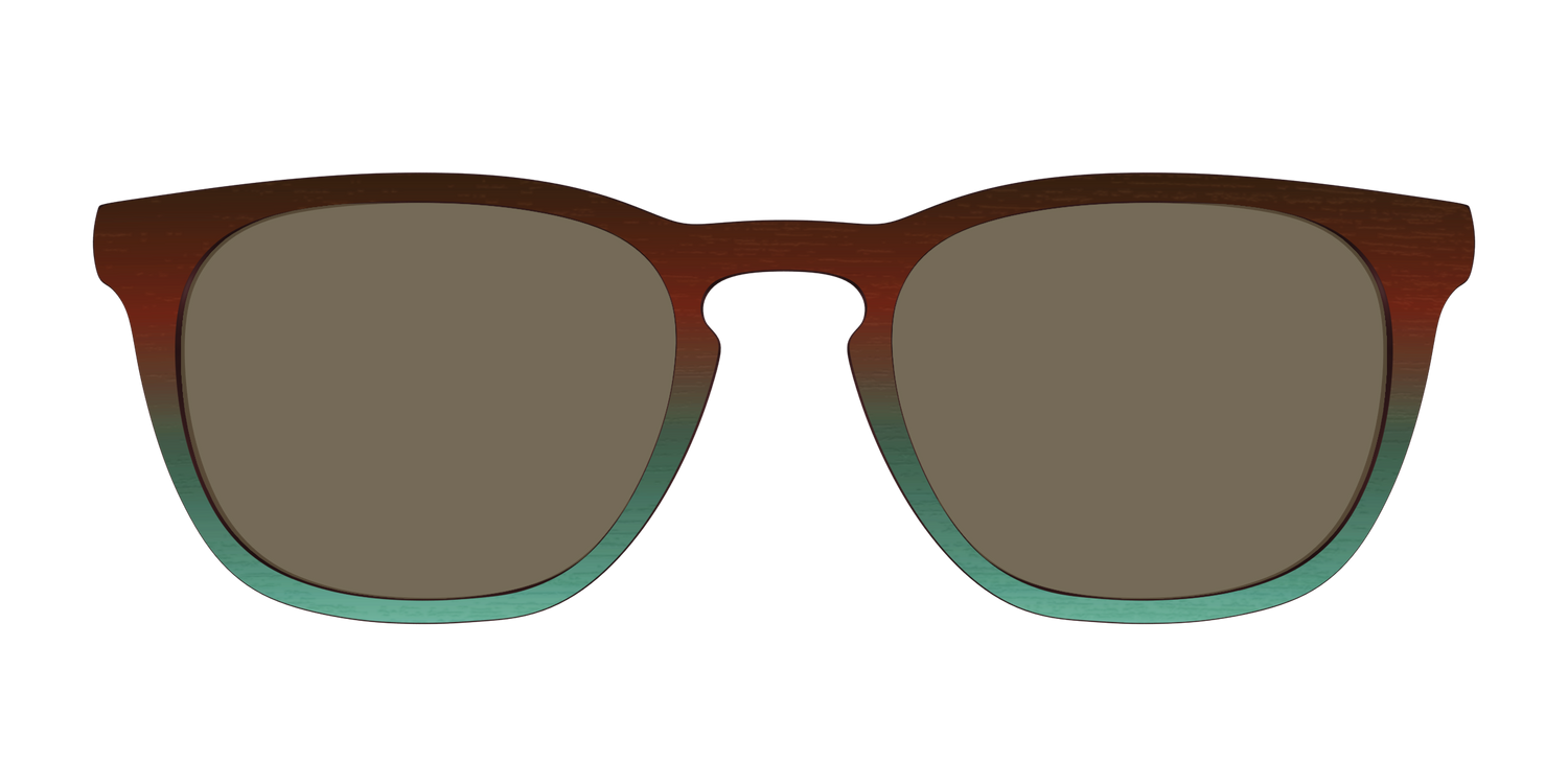 The Polarized Mahogany to Juniper Woodgrain Sun Top - Front Top Image - Pair Eyewear