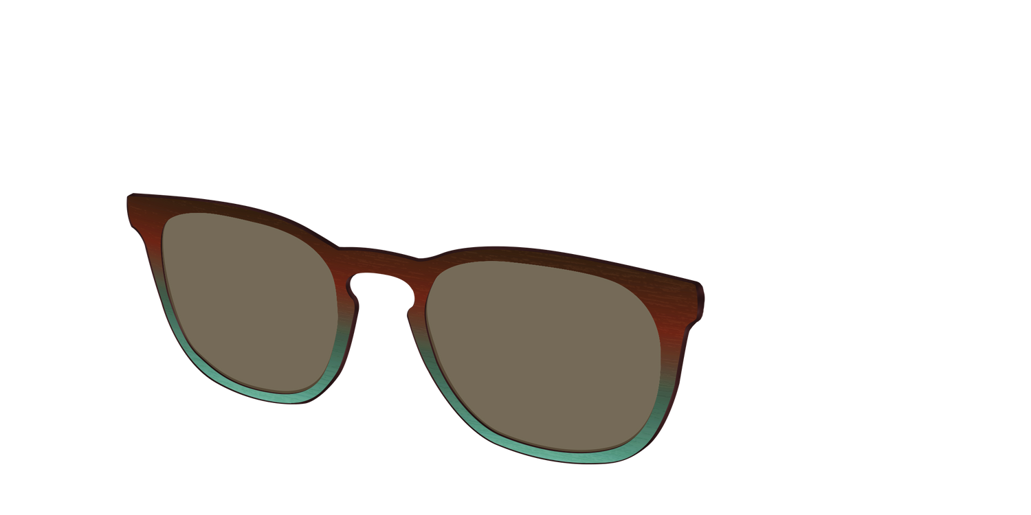 The Polarized Mahogany to Juniper Woodgrain Sun Top - Angle Top Image - Pair Eyewear