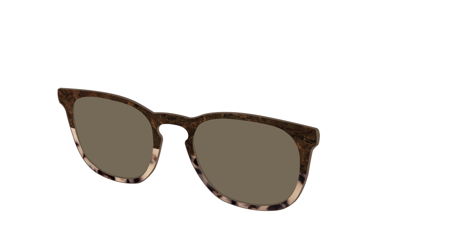 The Polarized Dark Oak Tortoise Split Sun Top - Angle Top Image - Pair Eyewear