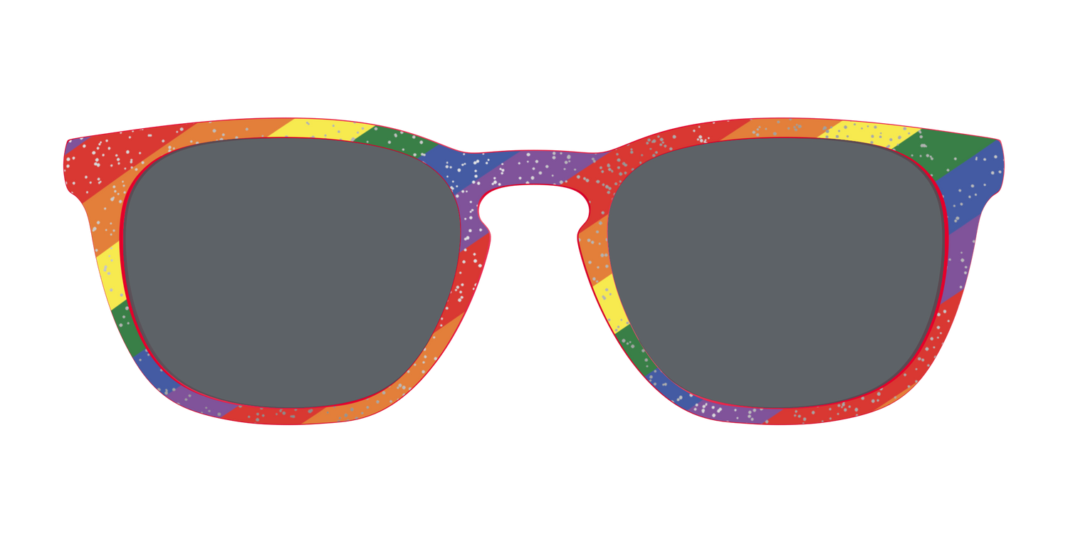 The Polarized Traditional Pride Flag Glitter Sun Top - Front Top Image - Pair Eyewear