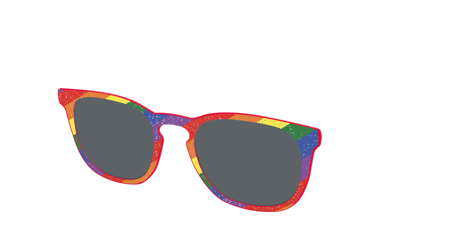 The Polarized Traditional Pride Flag Glitter Sun Top - Angle Top Image - Pair Eyewear