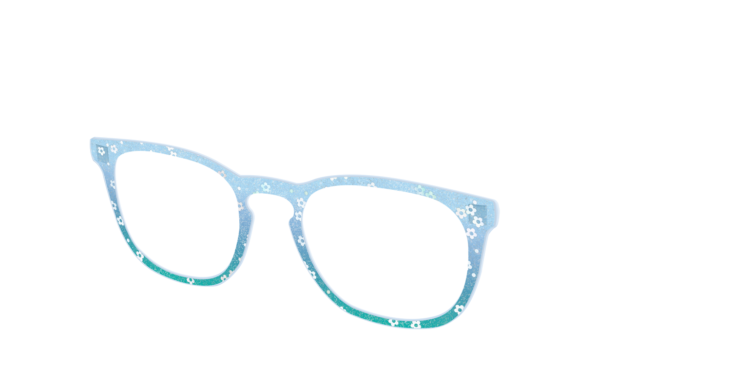 The Sky Blue Crystal with Daisy Glitter - Angle Top Image - Pair Eyewear