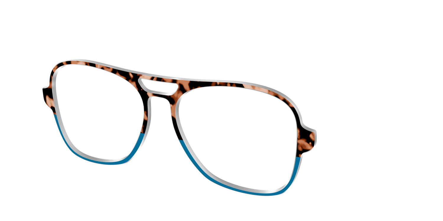 The Bondi Blue Tortoise Split - Angle Top Image - Pair Eyewear