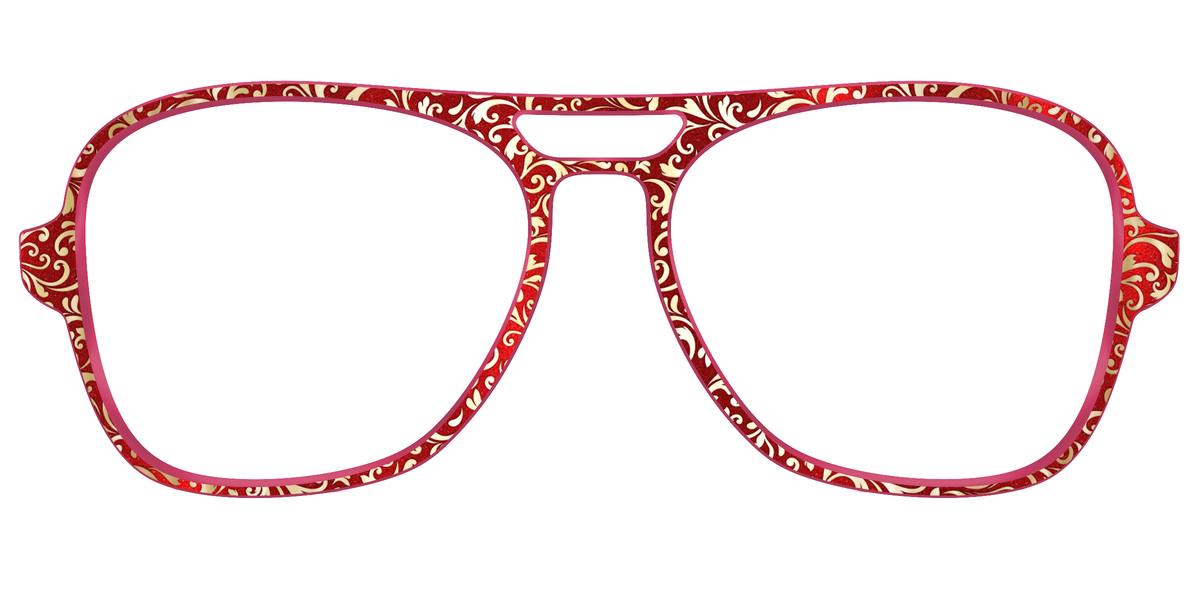The Crimson Flair Shimmer with Gold Foil - Front Top Image - Pair Eyewear