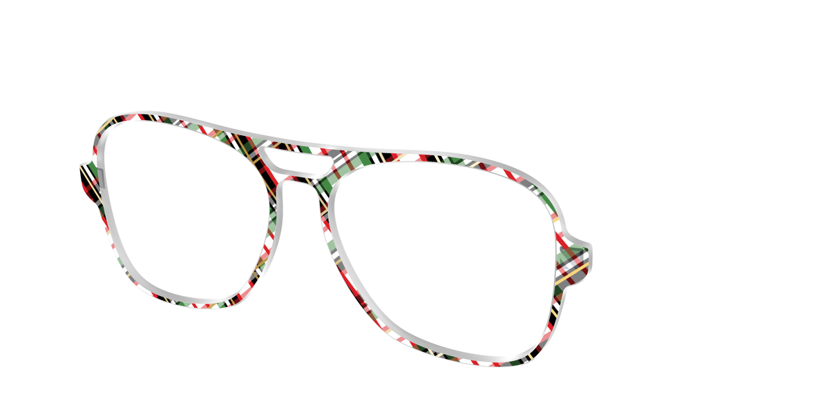 The Evergreen Plaid with Foil Crystal - Angle Top Image - Pair Eyewear